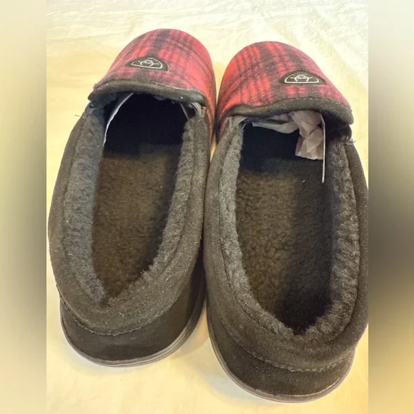 ARIAT New in Gift Tin Plaid Felt Men’s Fleece Slippers - Picture 7 of 14